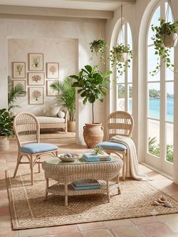 Coastal Wicker Conversation Set – 3 Pieces