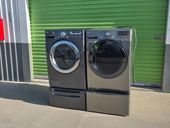 LG Front-Load Washer and Dryer Set with Pedestals