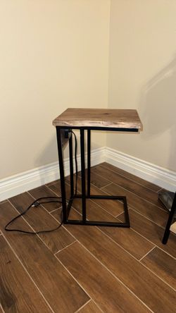 Wood side table with working outlet