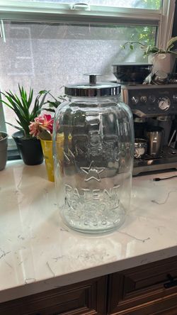 Large antique mason Jar with Metal Lid