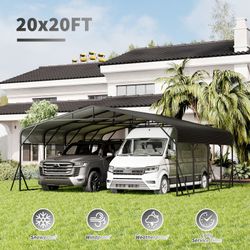 Carport 20 x 20 Shelter - Perfect Solution for Vehicles, Boats & Equipment - Durable, All-Weather, Quick Assembly - Spacious, Secure, Reinforced