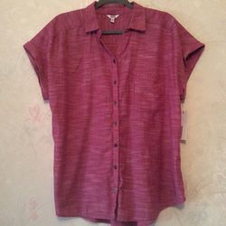 SONOMA Dolman Full Botton Up Shirt, Sh. Sleeves, Collared, Sz XL, NWT
