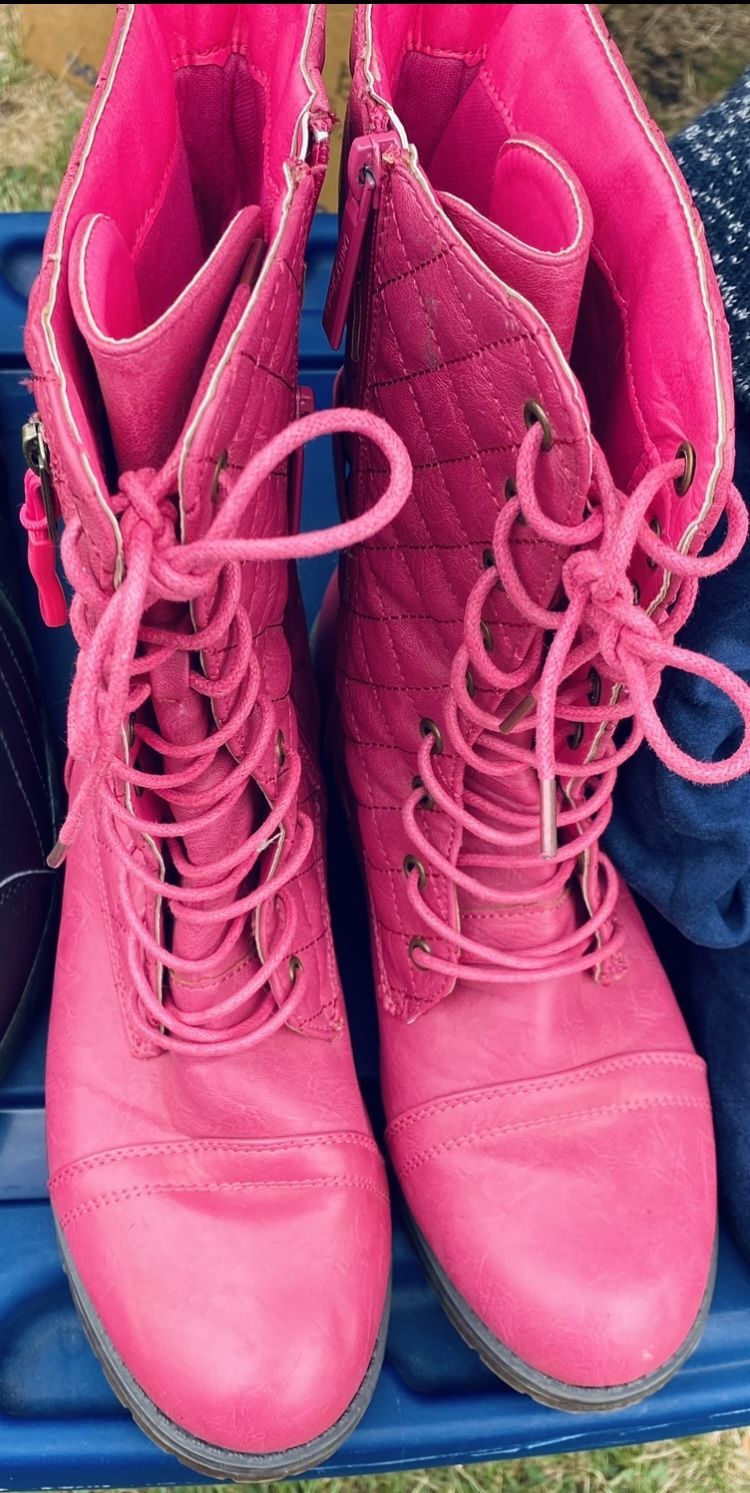 Pink Boots,blue, Black Each Priced On Picture