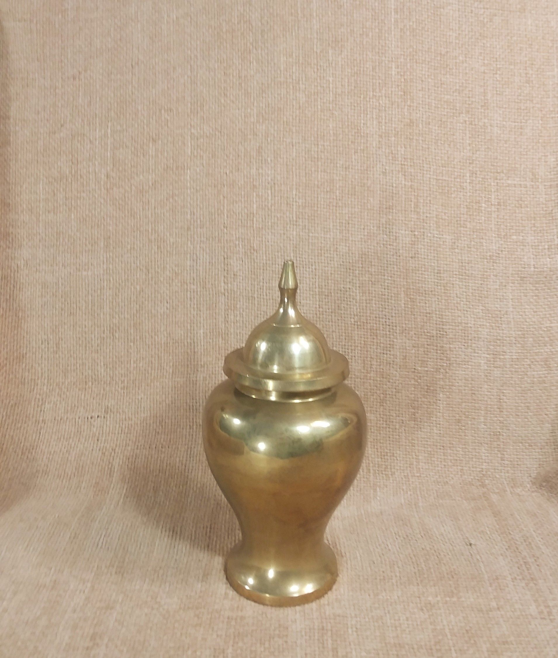 Vintage Brass Temple Jar/Lid 2