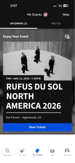 RÜFÜS DU SOL ticket in LA tonight GA floor ticket