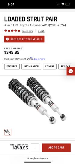 2010-2023 Toyota 4 Runner 3in Lift Struts
