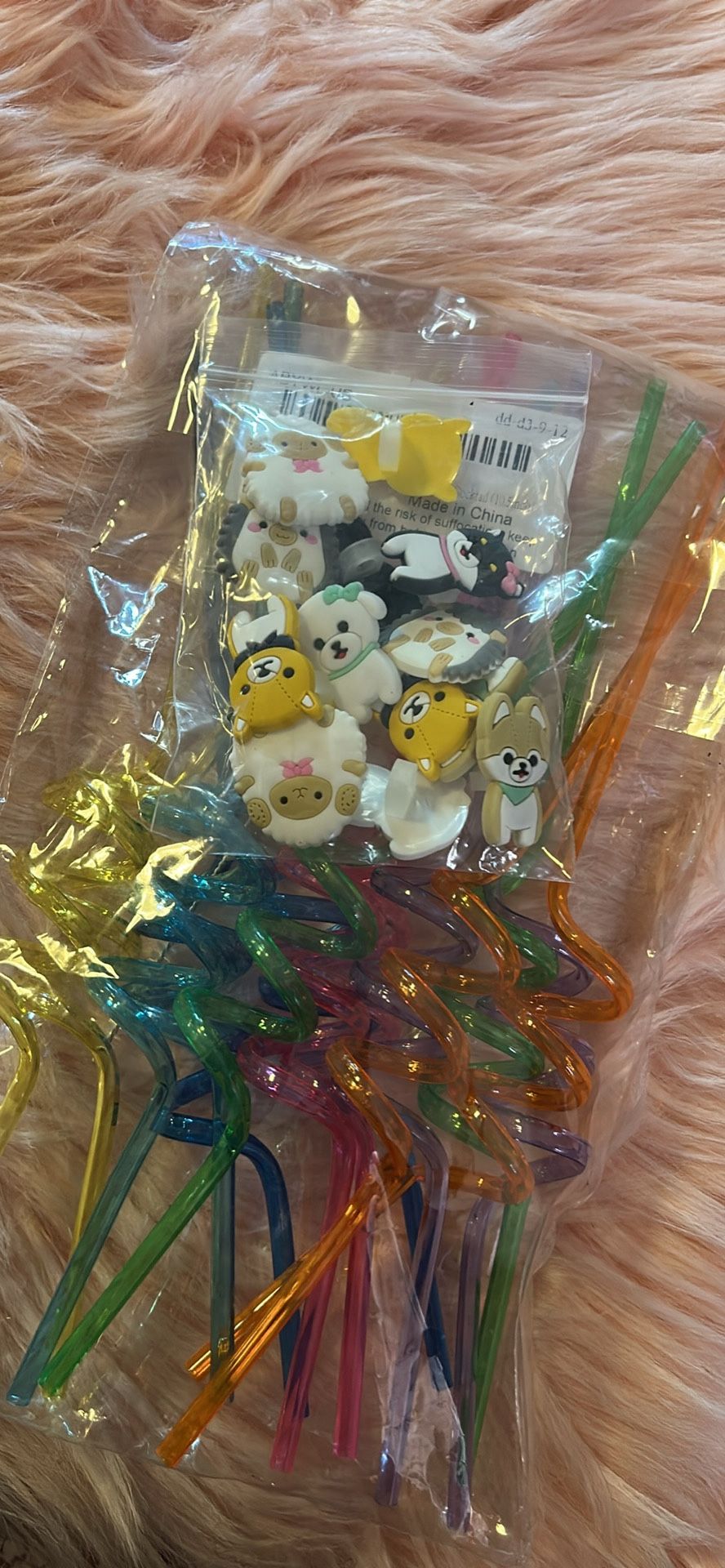 14 Reusable Straws With Toppers Puppy Animal Theme 