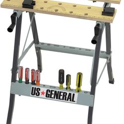 Folding Workbench with Movable Pegs and 24 Tool Slots