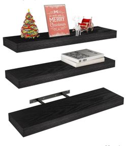 New!✨ 24x5.8x1.5 3pc black wood grain floating shelf set