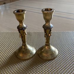 Pair 6” Solid Brass Candle Sticks Made In India