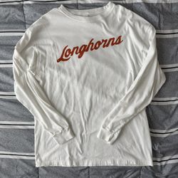 University of Texas Longhorn White Long Sleeve Shirt (Size L)