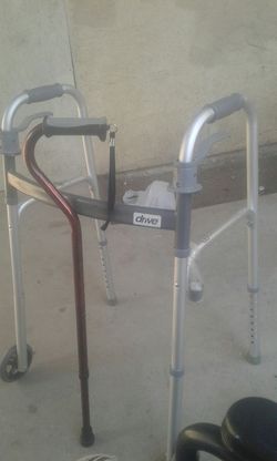 Drive walker and a cane