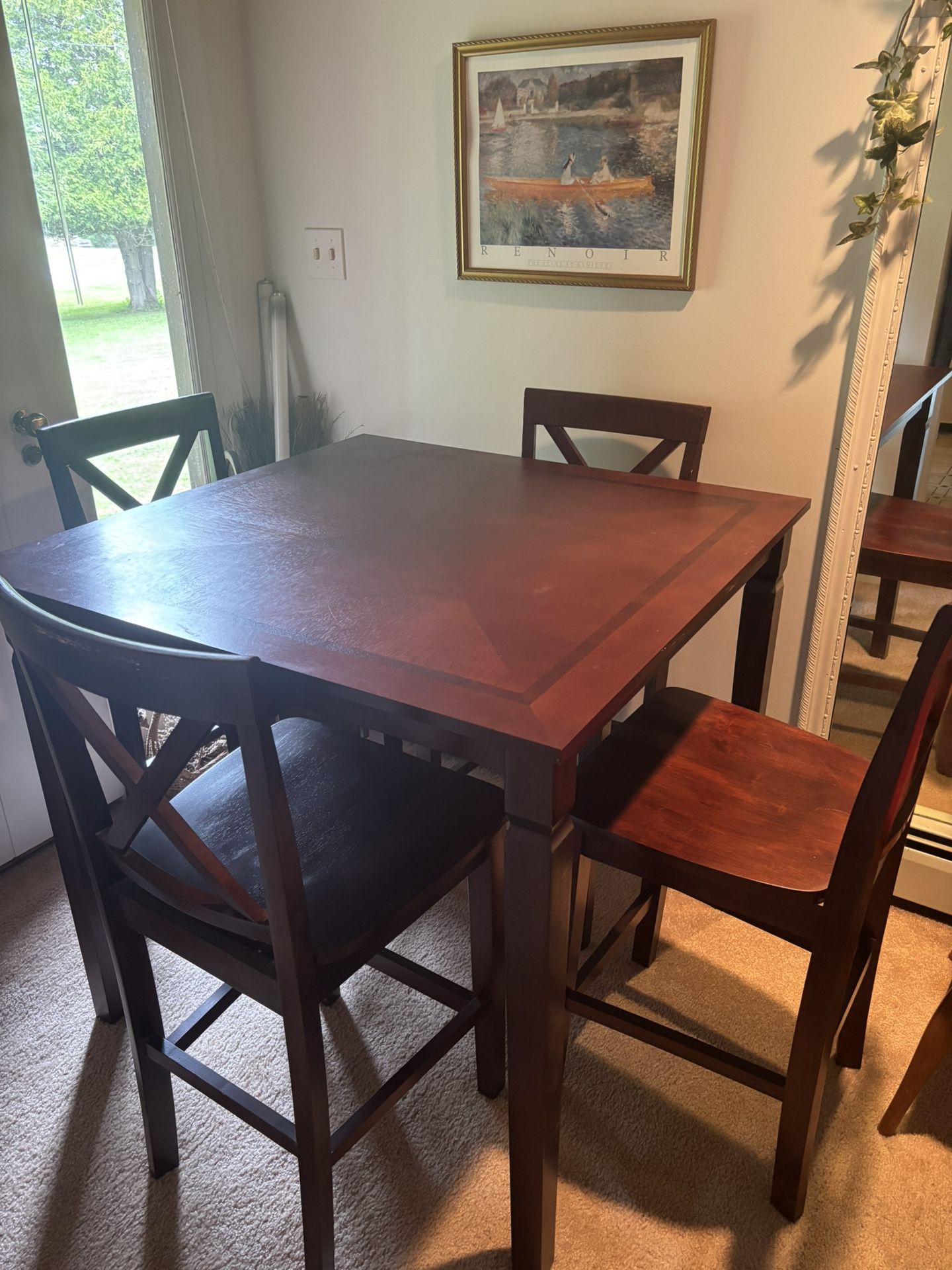 Victory Land Mahogany Finish High-top Table Set