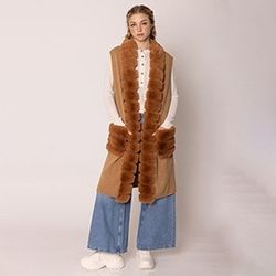 Faux Fur Trim Sweater Vest