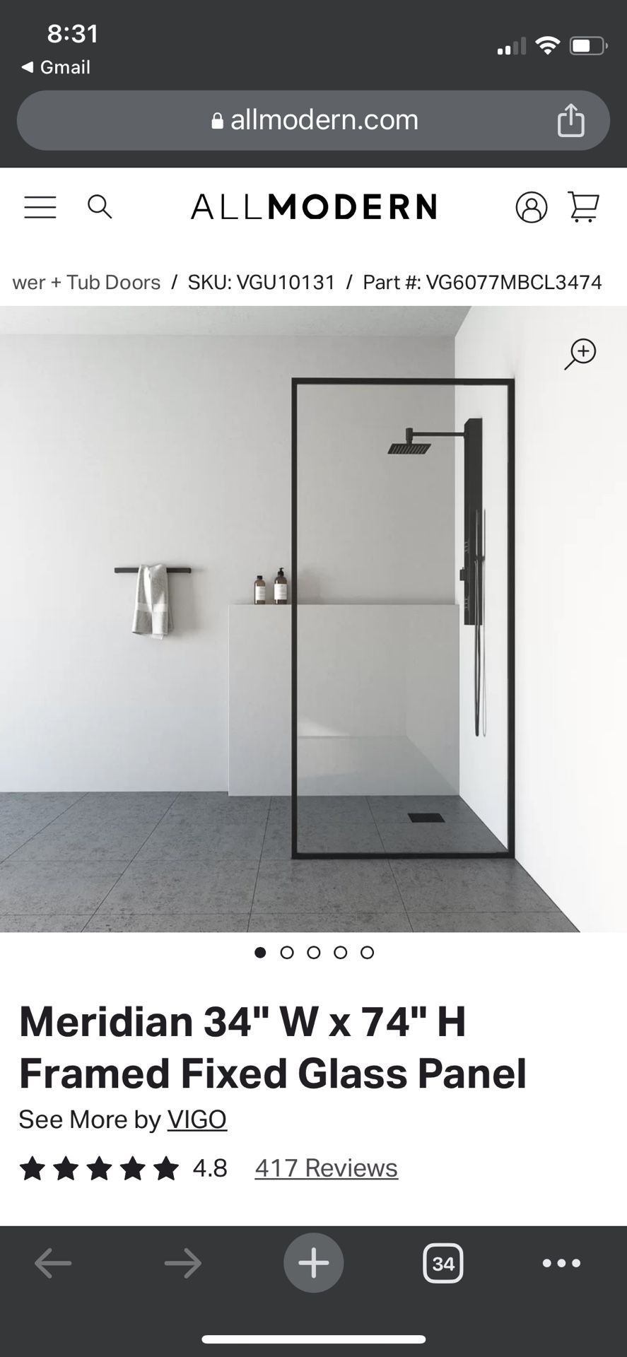 VIGO Meridian Fixed Glass Shower Panel Door for Sale in Seattle, WA OfferUp