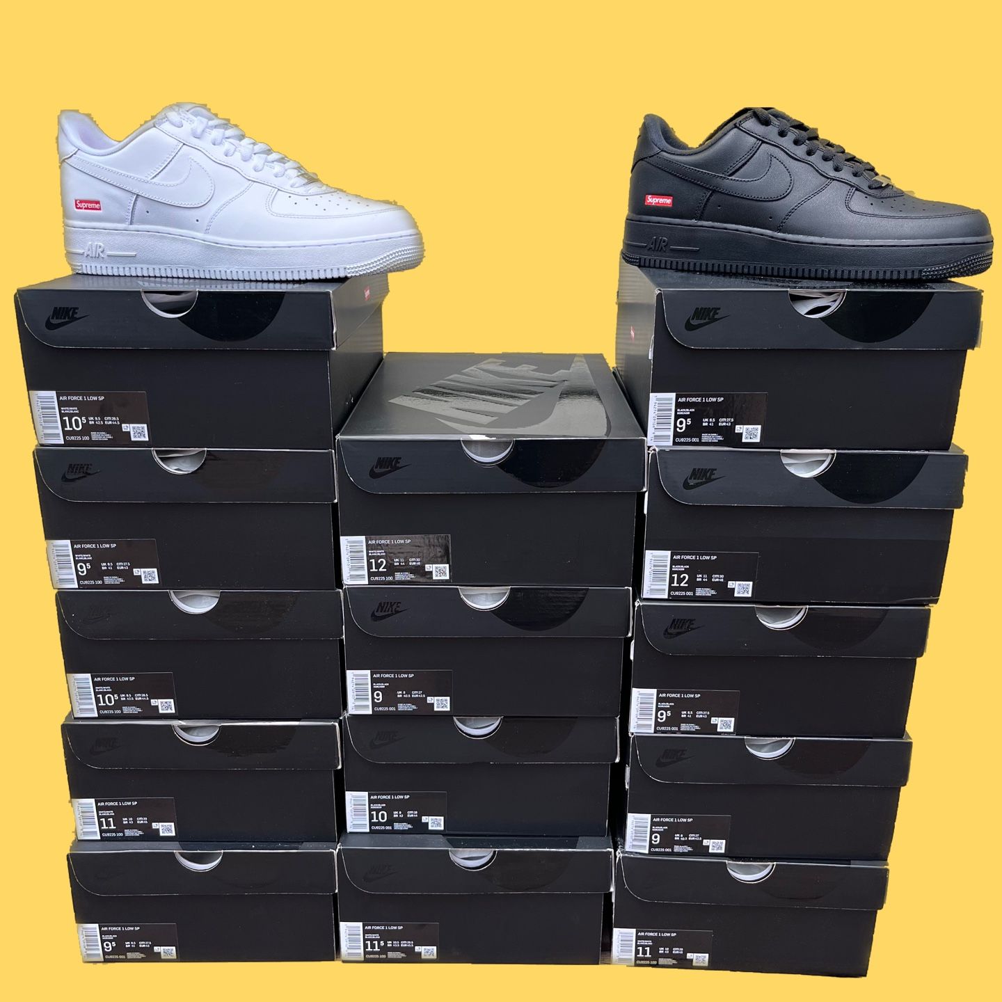 Nike x Supreme Air Force 1 Low SP Size 11 White Red Box Logo New Deadstock