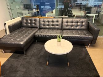 Lather couch sectional black