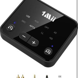 1Mii Bluetooth 5.3 Transmitter For TV To 2 Wireless Headphones, Long Range 100ft Bluetooth Adapter For TV AptX Adaptive & HD/Volume Control, Optical/U