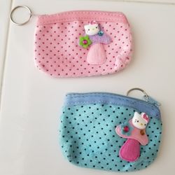 Hello Kitty Mini Wallet Purse Coin Key Card Bag Case Keychain Gift 2 pcs 