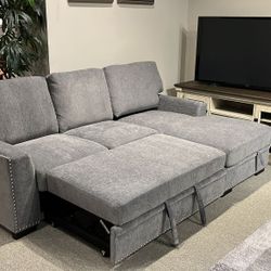 Manolia 2-Piece Sectional with Pull-out Bed and Left Sor Right Chaise with Hidden Storage🚨Finance&Delivery Available