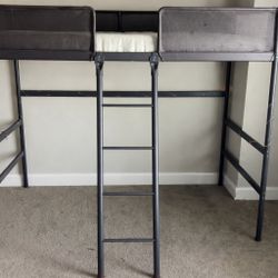 IKEA TUFFING Loft Bed Twin Dark Gray With Mattress 