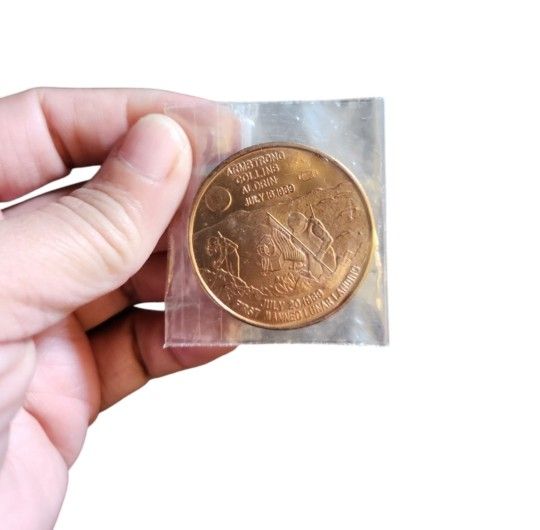 Vintage First Manned Lunar Landing Commemorative Gold Coin July 16, 1969