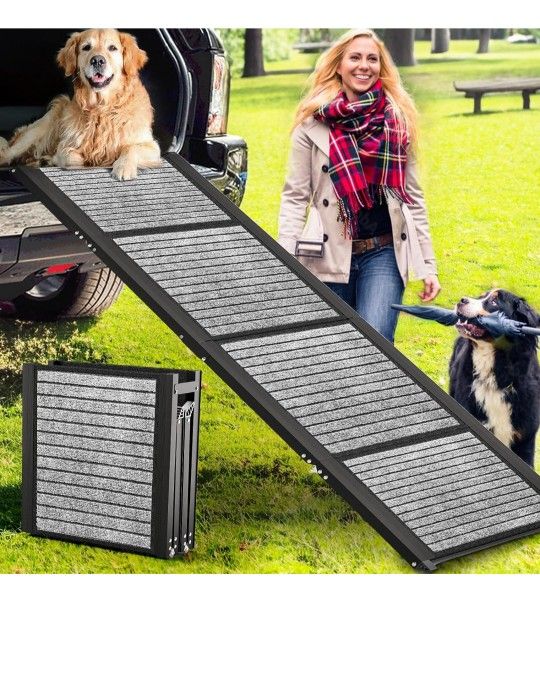 Extra Wide Dog Ramp for Car, SUV & Truck, 67"& 20" Aluminum Folding Dog Ramps