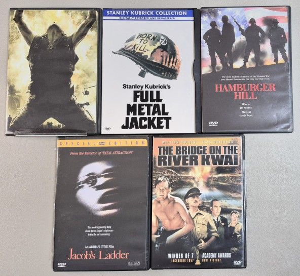 DVDs, PLATOON, FULL METAL JACKET, JACOB'S LADDER, RIVER KWAI