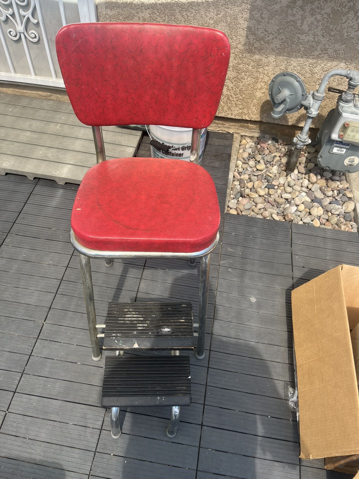 Vintage Red Kitchen Step Stool