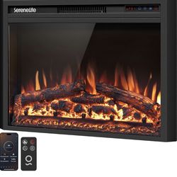 SereneLife Electric Fireplace Insert with Heater | Smart Wi-Fi App Control & Remote | 700W/1500W Adj