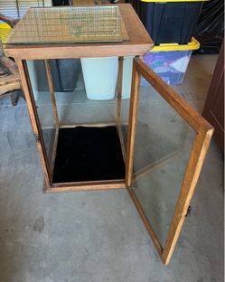 Antique oak  countertop display hutch