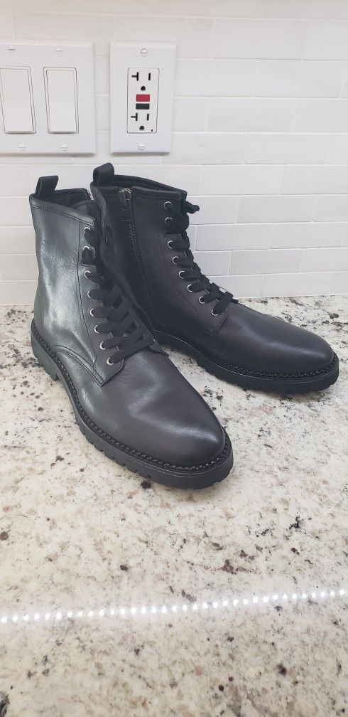 AllSaints Men's Whitmore Leather Moto Boots Size 10.5 - 11