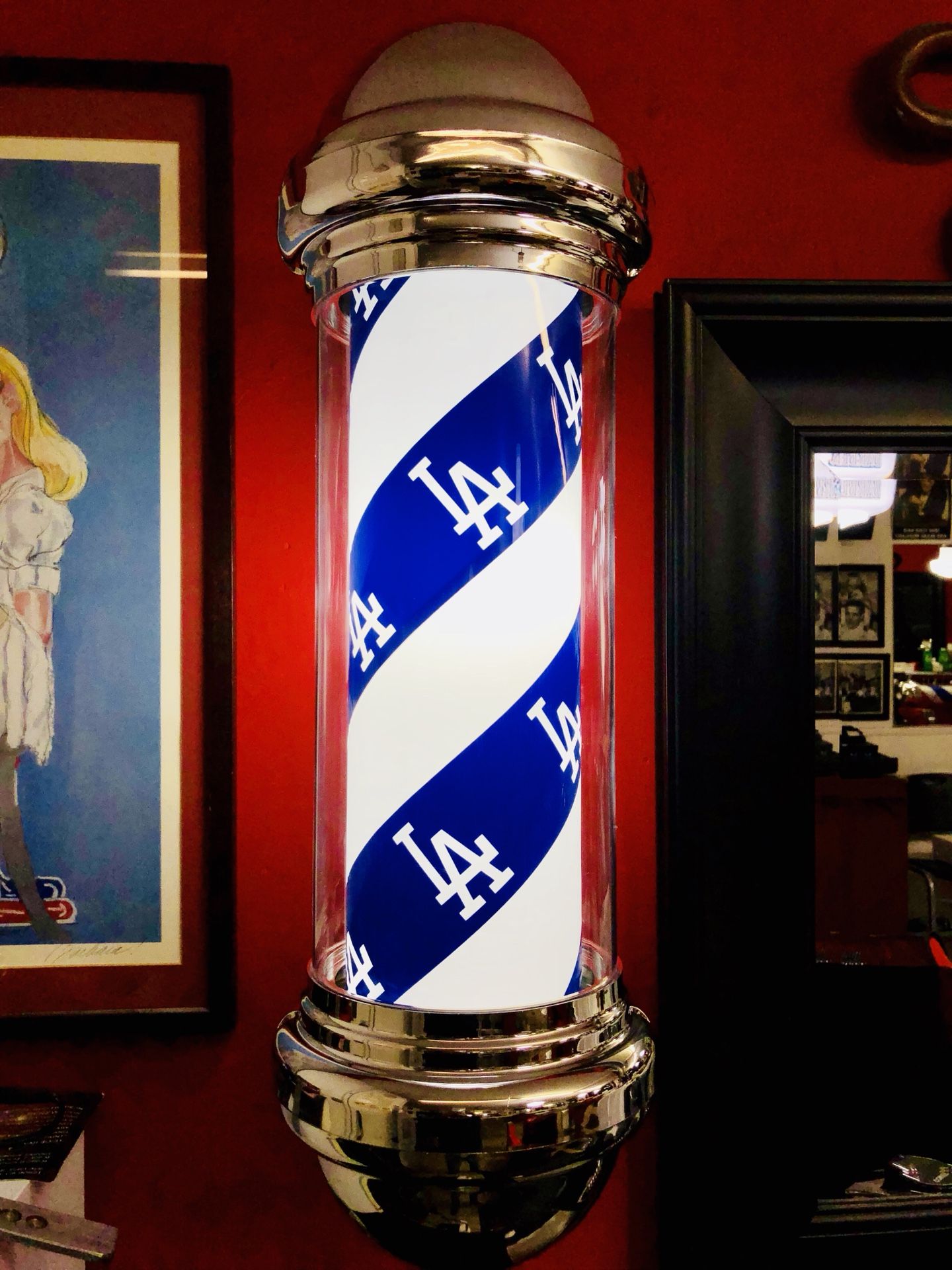 LOS ANGELES DODGERS BARBER POLE NEON LIGHT SHOP SIGN
