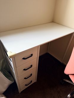 White Desk with 4 Drawers