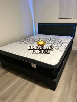 New Queen bed frame WITH mattress.