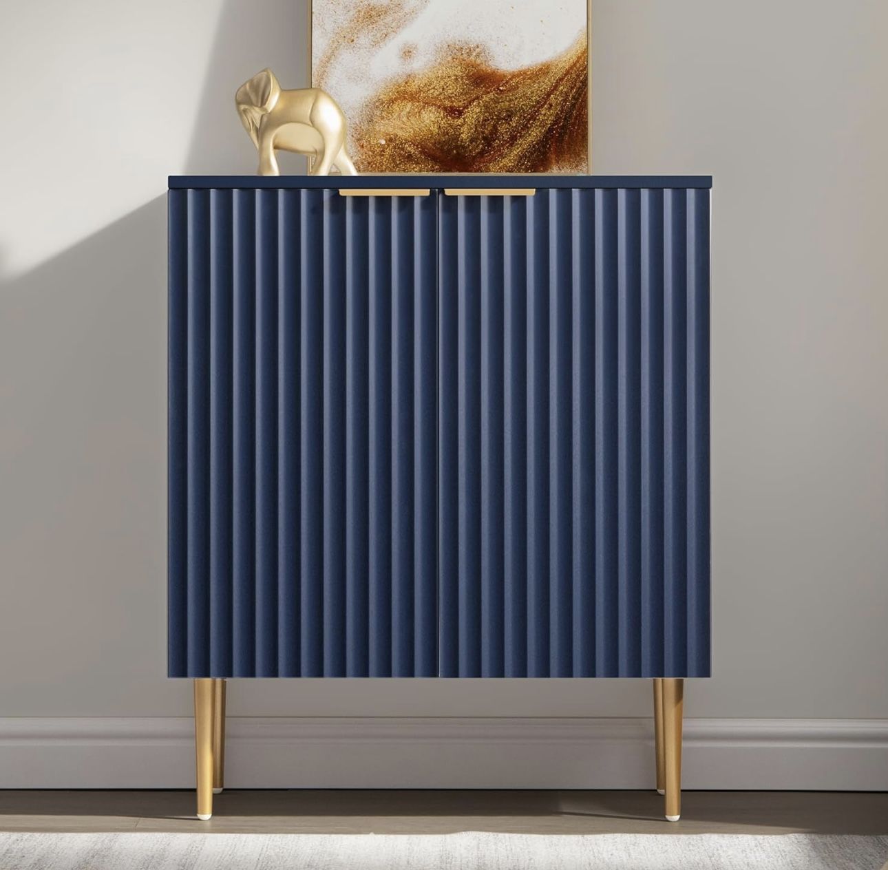 SCEWA10003BU Sideboard Buffet Storage Cabinet, Modern Accent Cabinet with Doors& Adjustable Shelf, Credenza Buffet Table Console Coffee Bar for Kitche