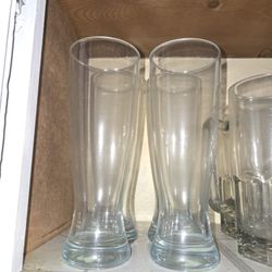 4 TALL PILSNER BEER GLASSES