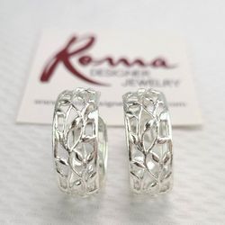 Roma Hoop Earrings Designer Jewelry Silver Filigree Floral