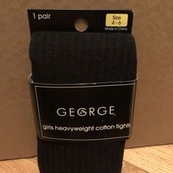 George girls heavyweight black cotton tights