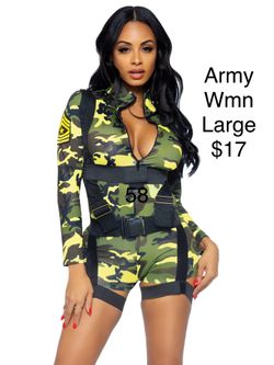 Army Soldier Ladies Women Costume Halloween Large / Traje de Soldado Grande