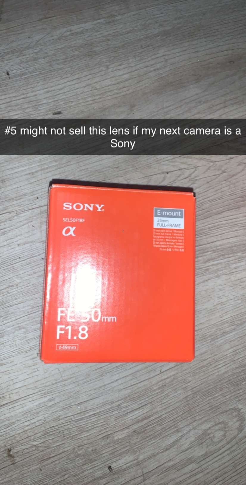 50mm Sony f1.8 lens
