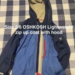OSHKOSH size 5/6 light weight zip up coat