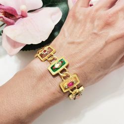 18k gold vintage retro style women's ladies bracelet gift