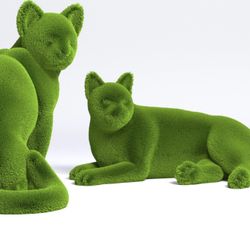  Commercial Quality Outdoor Animal Cats Topiary Green Figures covered in Artificial Grass Landscaping Sculpture