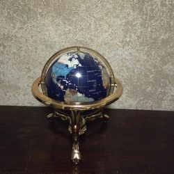 Semi Presious Stones Antique World Globe  Delivery Is Not Included 