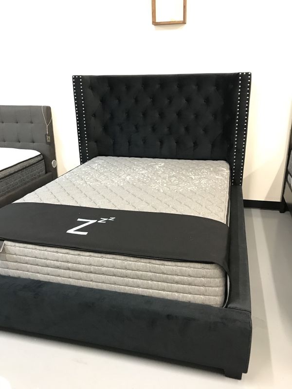New Black Velvet Bed Frame Queen King Cal Mattress Set New Black Velvet Bed Frame Queen King Cal Mattress Set Sold Separately Box Spring Required Furniture In Benicia Ca Offerup