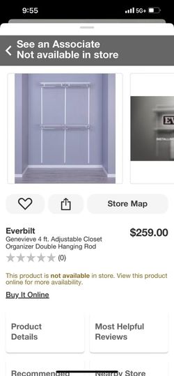 Genevieve 4 ft. Adjustable Closet Organizer Double Hanging Rod