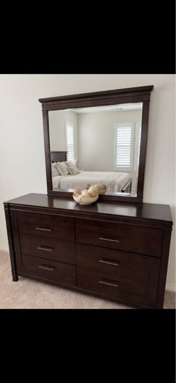California King Solid Wood Brown Bedroom Set
