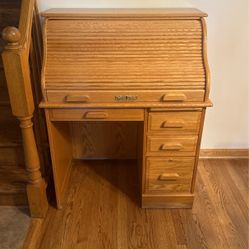 Solid Oak Roll top Desk