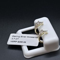 Stamped Sterling Silver, Moissanite Huggies 